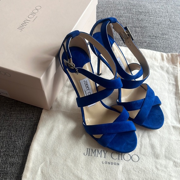 Jimmy Choo Shoes - Blue Suede Jimmy Choo Heels 37.5